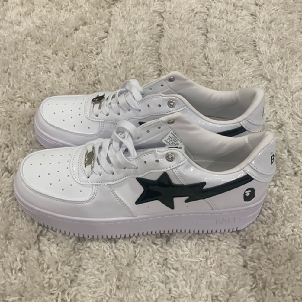 A Bathing Ape Bape Sta White Patent Leather Mens Size 11